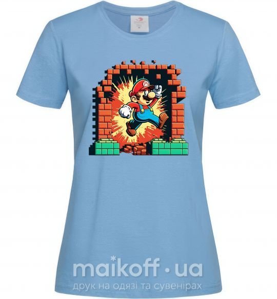 Жіноча футболка Super Mario blocks Блакитний фото