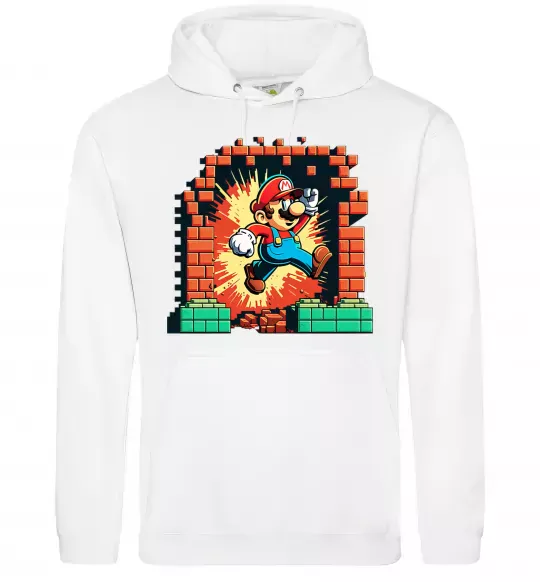 Чоловіча толстовка (худі) Super Mario blocks Білий фото