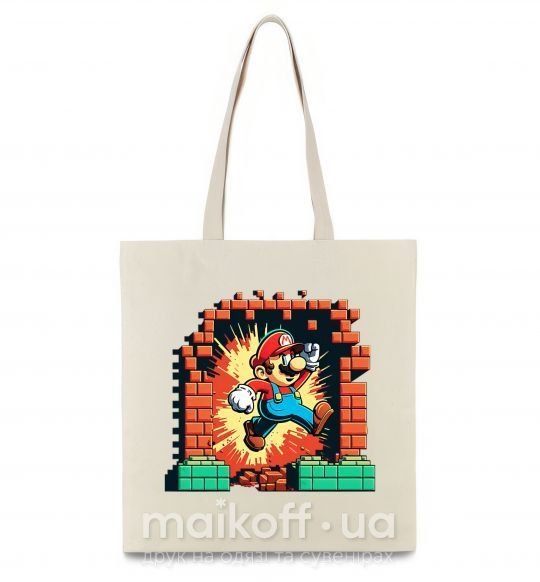 Эко-сумка Super Mario blocks Бежевый фото