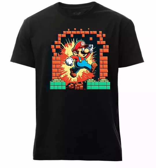 Мужская премиум футболка Super Mario blocks Черный фото