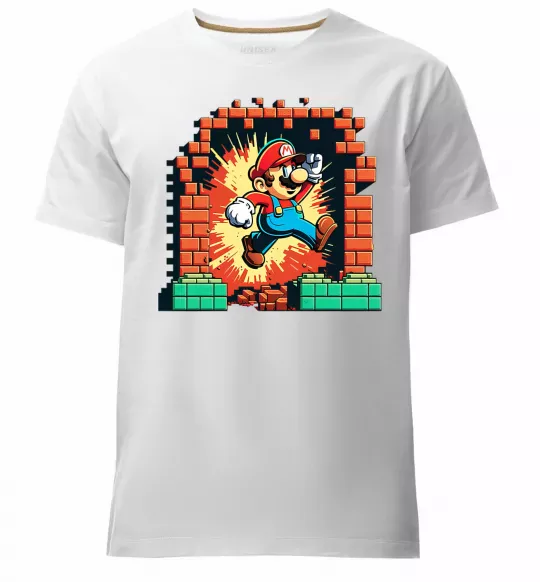 Мужская премиум футболка Super Mario blocks Белый фото