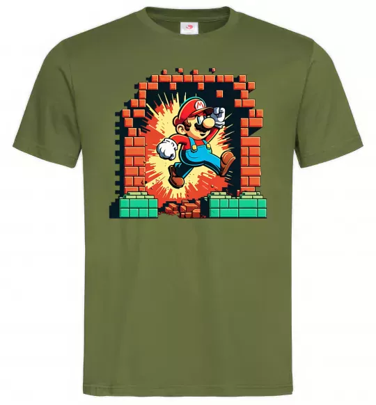 Мужская футболка Super Mario blocks Оливковый фото