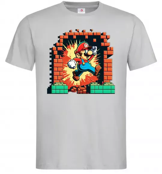 Мужская футболка Super Mario blocks Серый фото