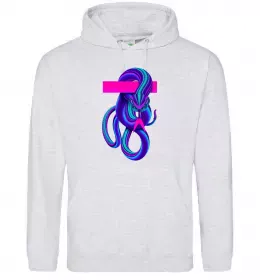 Мужская толстовка (худи) Неоновий змій Серый меланж фото