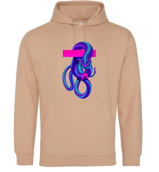 Мужская толстовка (худи) Неоновий змій Песочный фото