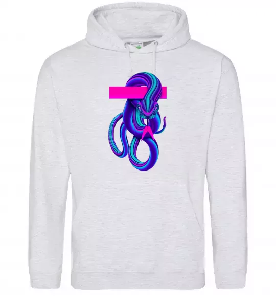 Женская толстовка (худи) Неоновий змій Серый меланж фото