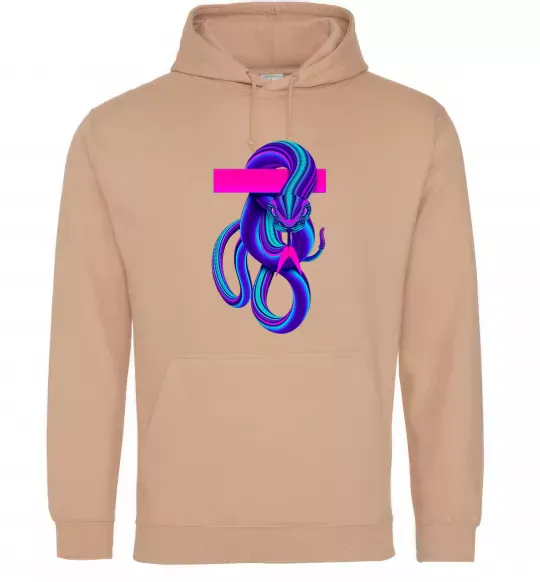 Женская толстовка (худи) Неоновий змій Песочный фото