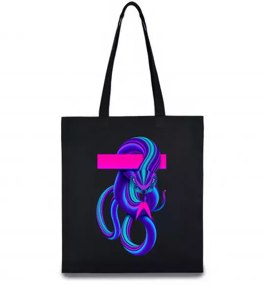 Эко-сумка Неоновий змій Черный фото