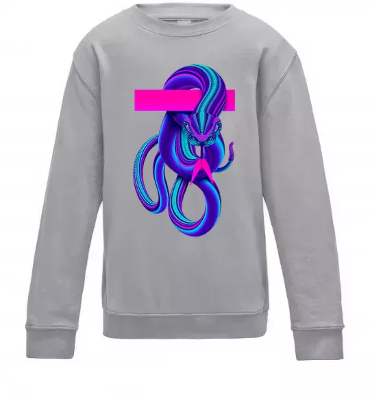 Детский Свитшот Неоновий змій Серый меланж фото