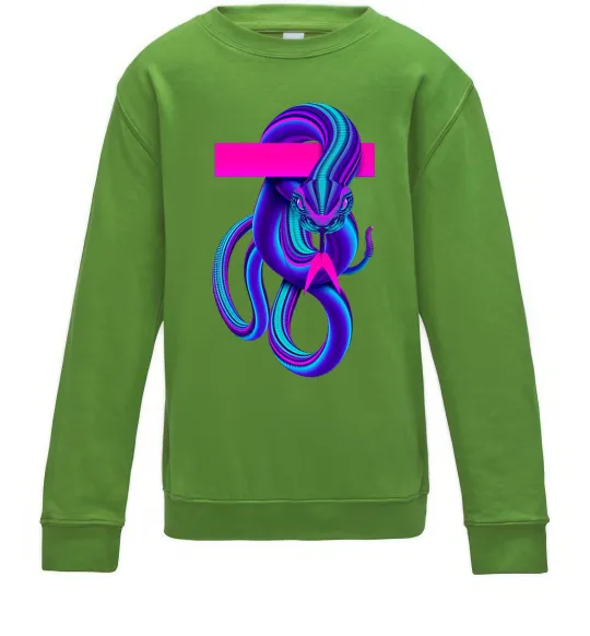 Детский Свитшот Неоновий змій Лаймовый фото