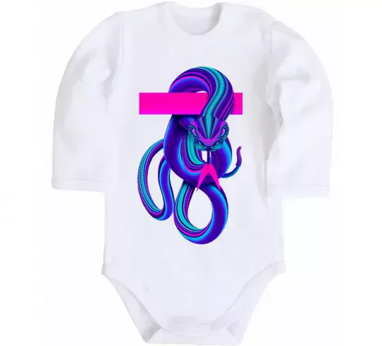 Детский боди Неоновий змій Белый фото