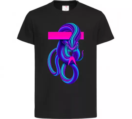 Дитяча футболка Неоновий змій Чорний фото