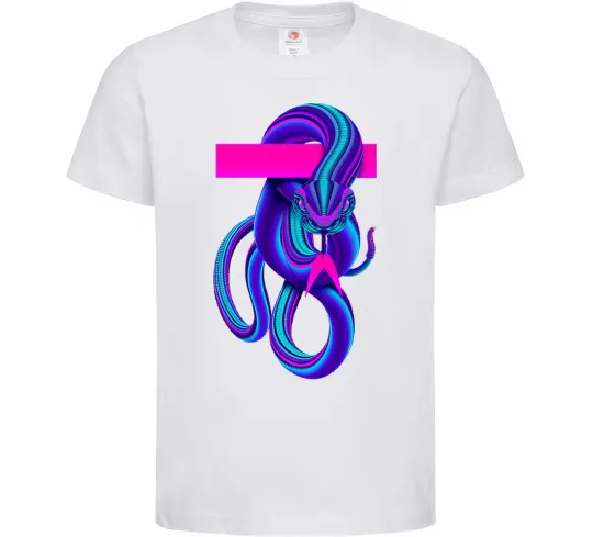 Дитяча футболка Неоновий змій Білий фото