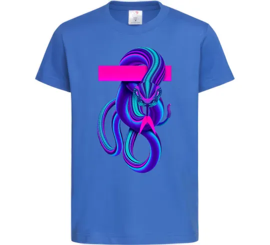 Дитяча футболка Неоновий змій Яскраво-синій фото