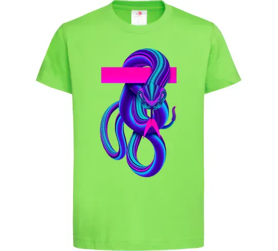 Дитяча футболка Неоновий змій Лаймовий фото