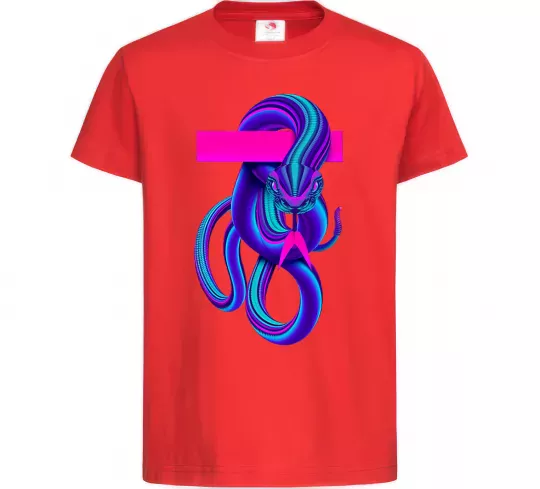 Дитяча футболка Неоновий змій Червоний фото
