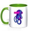 Чашка з кольоровою ручкою Неоновый змей Зелений фото