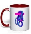 Чашка з кольоровою ручкою Неоновый змей Червоний фото