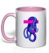 Чашка з кольоровою ручкою Неоновый змей Ніжно рожевий фото