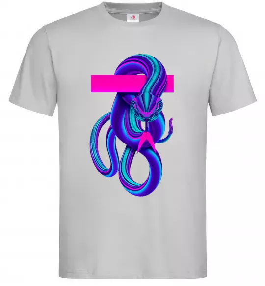 Мужская футболка Неоновий змій Серый фото