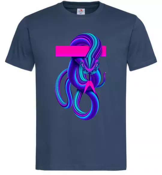 Мужская футболка Неоновий змій Темно-синий фото