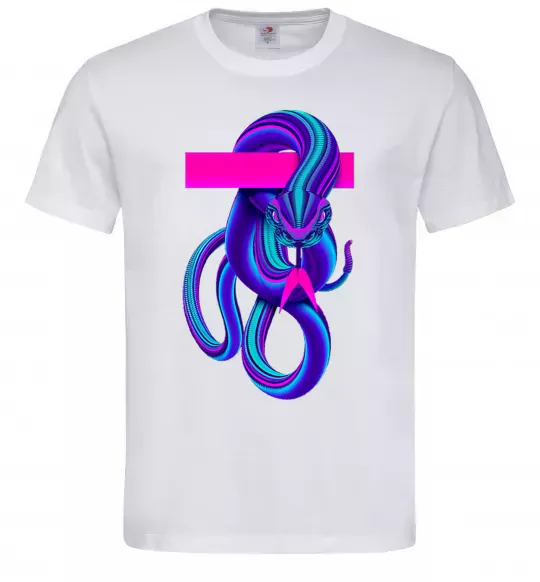 Мужская футболка Неоновий змій Белый фото