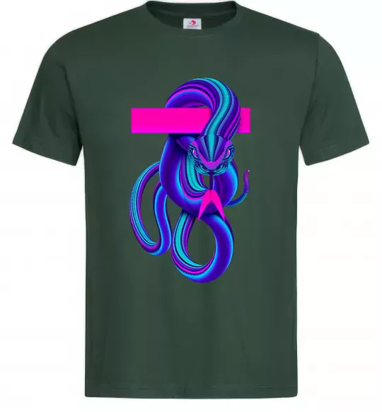 Мужская футболка Неоновий змій Темно-зеленый фото