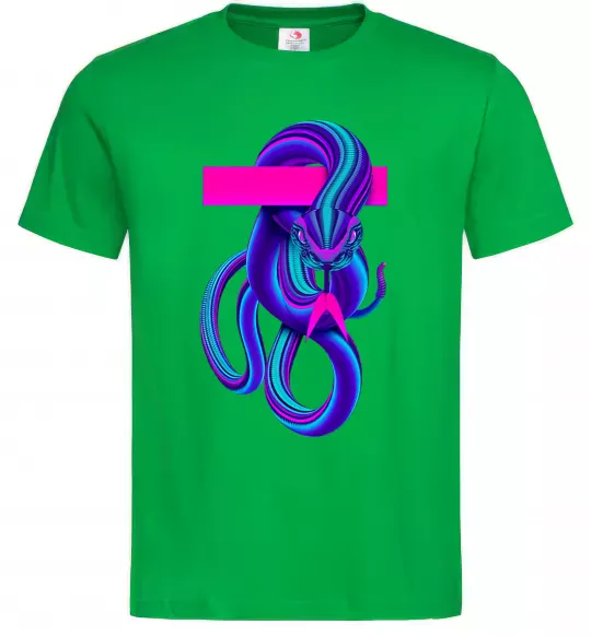 Мужская футболка Неоновий змій Зеленый фото