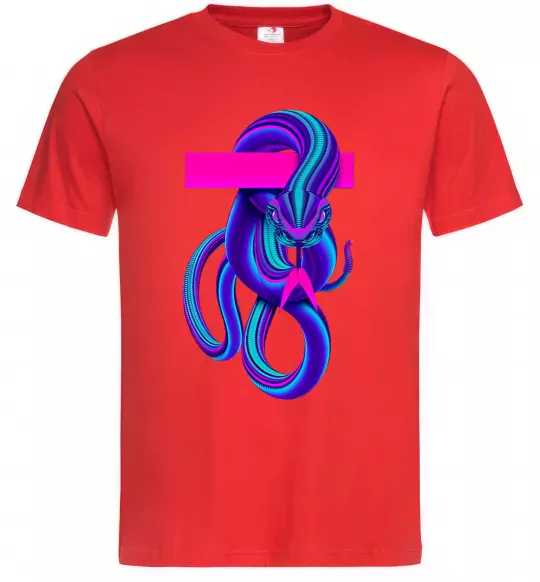 Мужская футболка Неоновий змій Красный фото