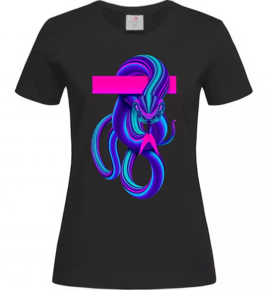 Жіноча футболка Неоновий змій Чорний фото