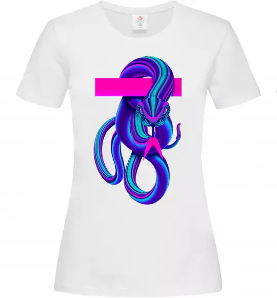 Жіноча футболка Неоновий змій Білий фото