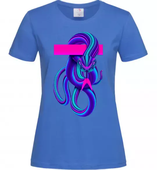 Жіноча футболка Неоновий змій Яскраво-синій фото