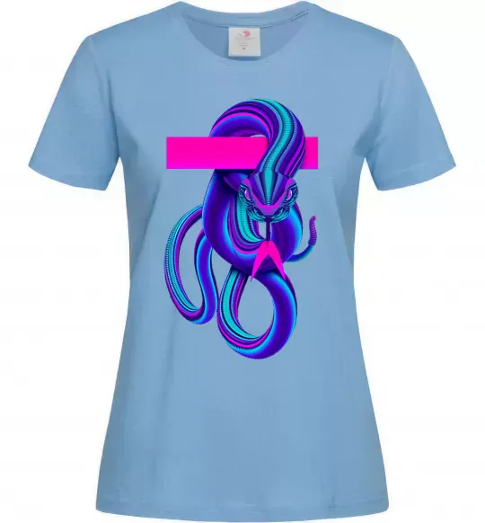 Жіноча футболка Неоновий змій Блакитний фото