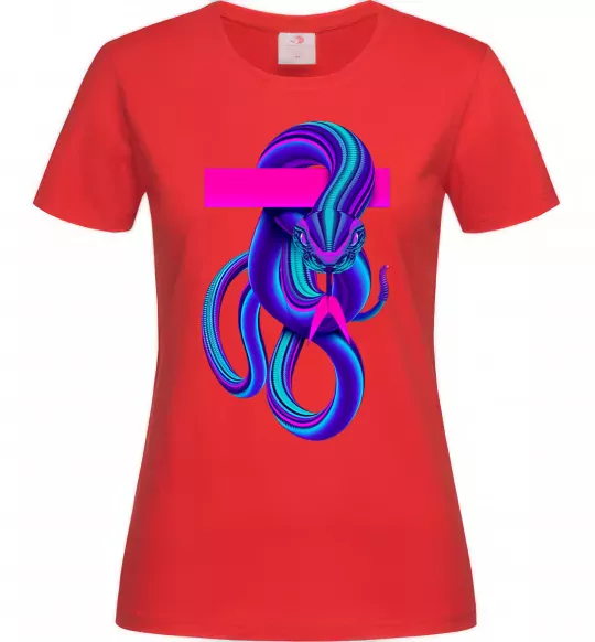 Жіноча футболка Неоновий змій Червоний фото