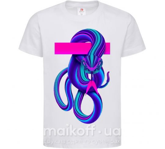 Детская футболка Неоновый змей Белый фото