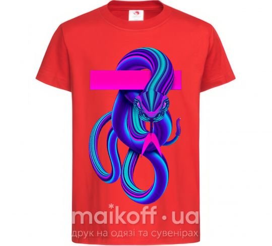 Дитяча футболка Неоновый змей Червоний фото