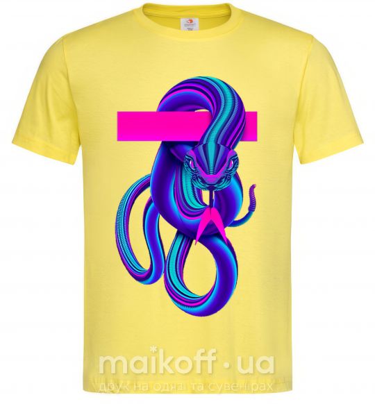 Мужская футболка Неоновый змей Лимонный фото