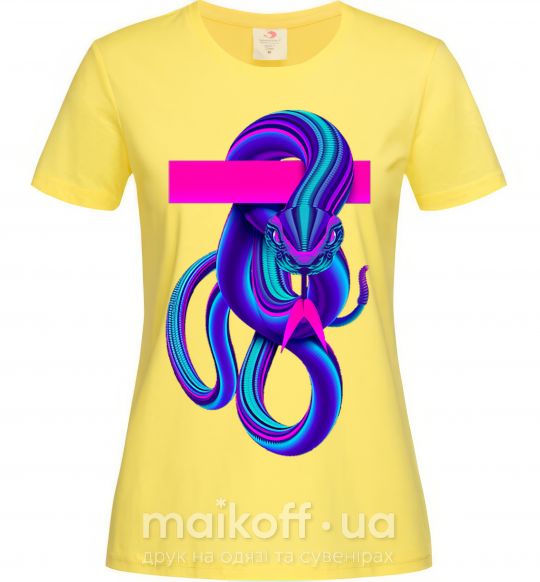 Женская футболка Неоновый змей Лимонный фото