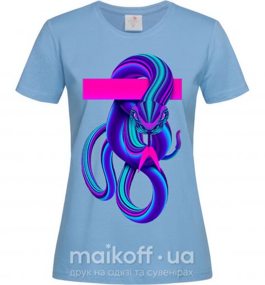 Женская футболка Неоновый змей Голубой фото