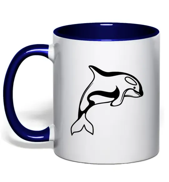 Чашка с цветной ручкой Кит косатка Глубокий темно-синий фото