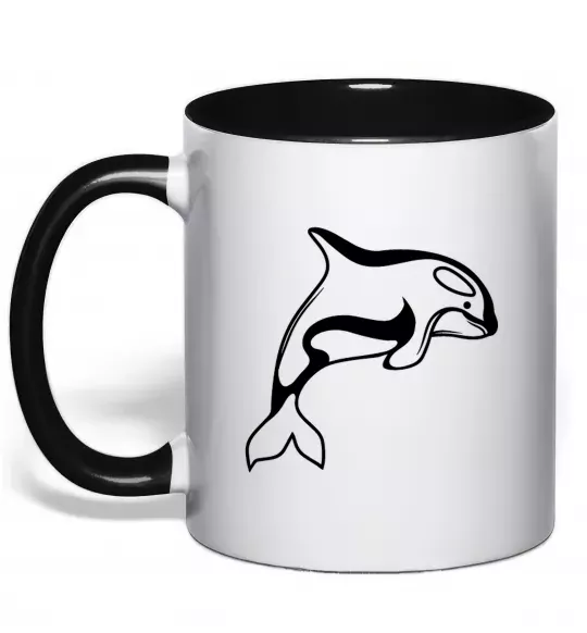 Чашка с цветной ручкой Кит косатка Черный фото