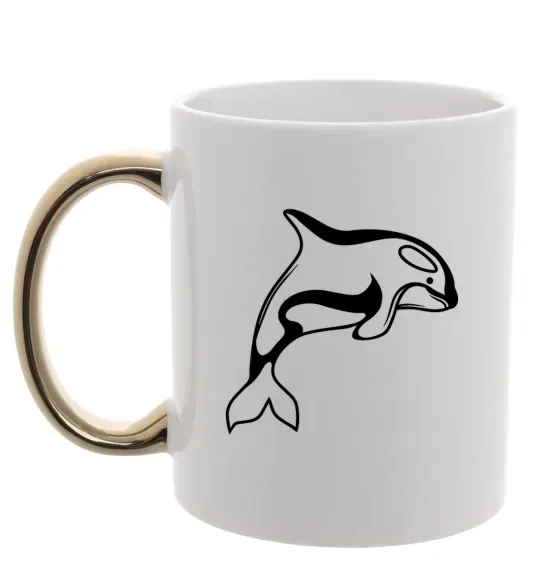 Чашка с цветной ручкой Кит косатка Золото фото