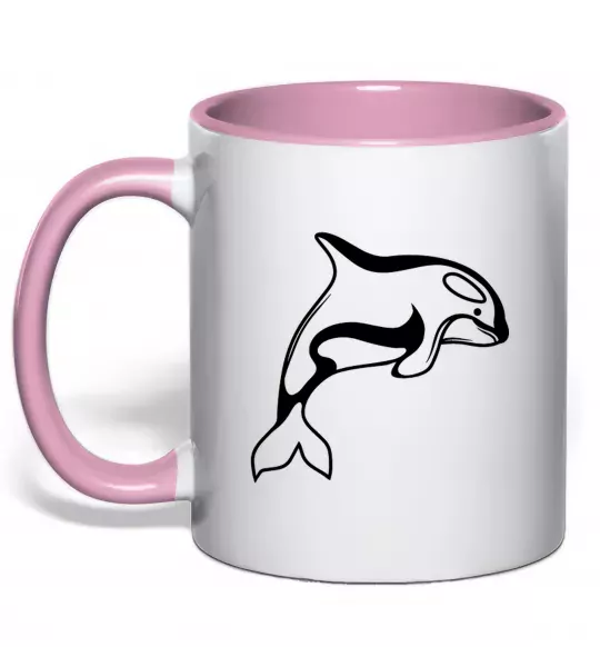 Чашка с цветной ручкой Кит косатка Нежно розовый фото