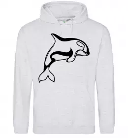 Мужская толстовка (худи) Кит косатка Серый меланж фото