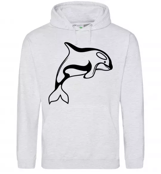 Женская толстовка (худи) Кит косатка Серый меланж фото