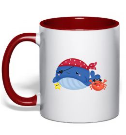 Чашка з кольоровою ручкою Кит та краб пірати