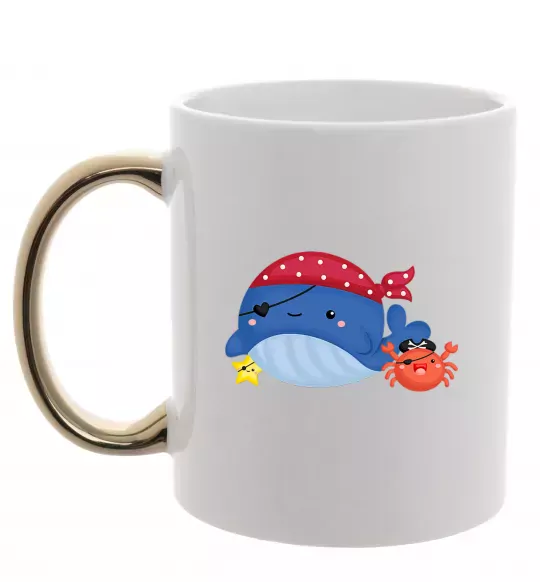 Чашка с цветной ручкой Кит та краб пірати Золото фото