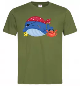 Мужская футболка Кит та краб пірати Оливковый фото