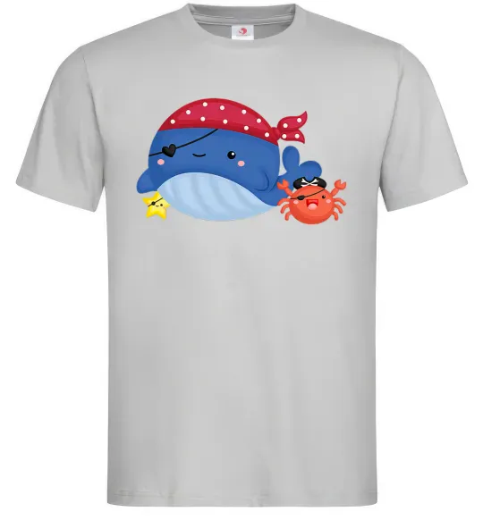 Чоловіча футболка Кит та краб пірати Сірий фото