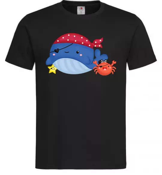 Чоловіча футболка Кит та краб пірати Чорний фото